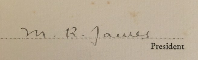 Signature of M. R. James